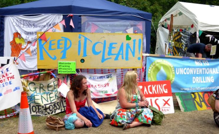 Disregarded: anti-fracking campaigners at Cuadrilla drilling site at Balcombe, West Sussex, August 2013. Photo: Sheila via Flickr (CC BY-NC).