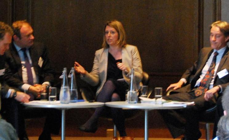 Bryony Worthington gives her reaction to Ed Davey's keynote speech at a Green Alliance meeting. Photo: Green Alliance via Flickr (CC BY-NC-SA).