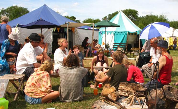 Natalie Bennett talking about political activism and the Green Party at the Resurgence Summer Camp 2013. Photo: Teena Gould.