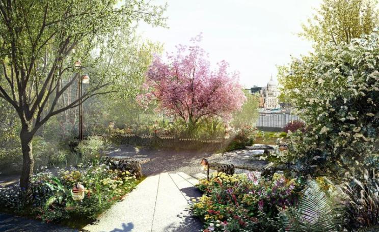 Artists impression of the Garden Bridge planned for the Thames in London. Photo: Garden Bridge Trust.