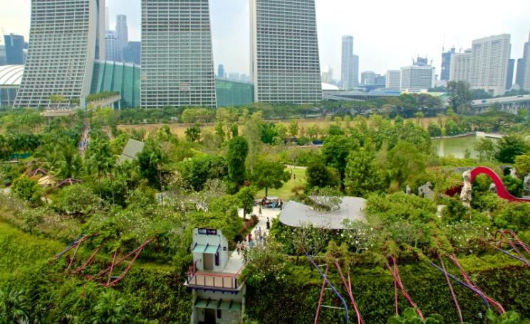 Gardens by the Bay with Marina Bay Sands Hotel in Singapore. Photo: Uwe Schwarzbach via Flickr (CC BY-NC-SA).