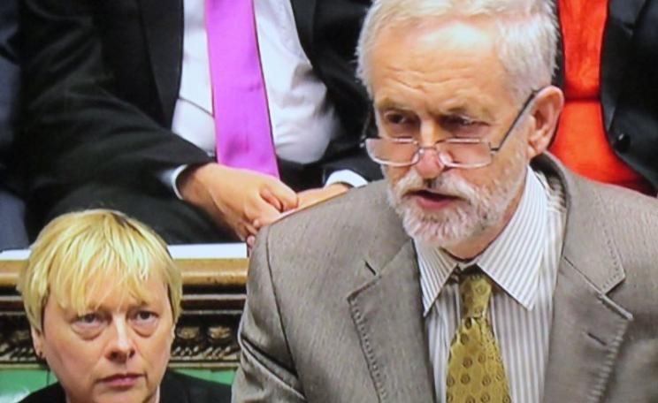 Watch out - your enemies are behind you! Jeremy Corbyn at his first Prime Minister's Questions, 16th September 2015, with Angela Eagle. Photo: David Holt (CC BY-SA).