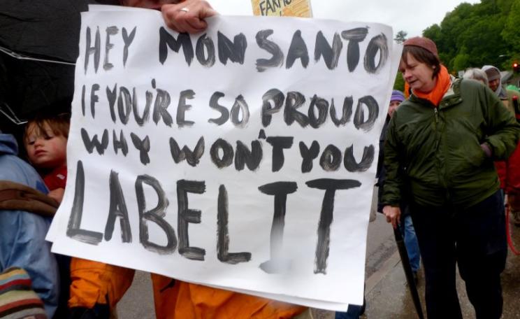 'Hey Monsanto, if you're so proud, why won't you LABEL IT?' Cedar Circle Farm and the Vermont Right To Know Coalition march with hundreds of Vermonters at the March Against Monsanto, 25th May 2013. Photo: Cedar Circle Farm via Flickr (CC BY-NC-SA).