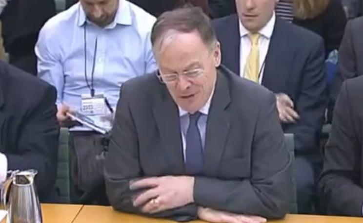 EDF chief Vincent de Rivaz giving evidence today to Parliament's Energy & Climate Change Select Committee. Photo: still from parliamentlive.tv.