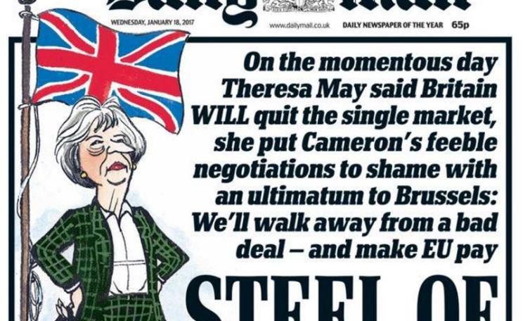 How the Daily Mail greeted Theresa May's sharp turn to the extreme right this week. Photo: Donnachadh McCarthy.